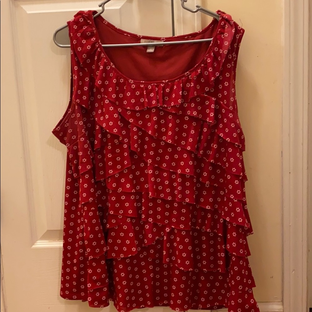 Red layered floral top 2x